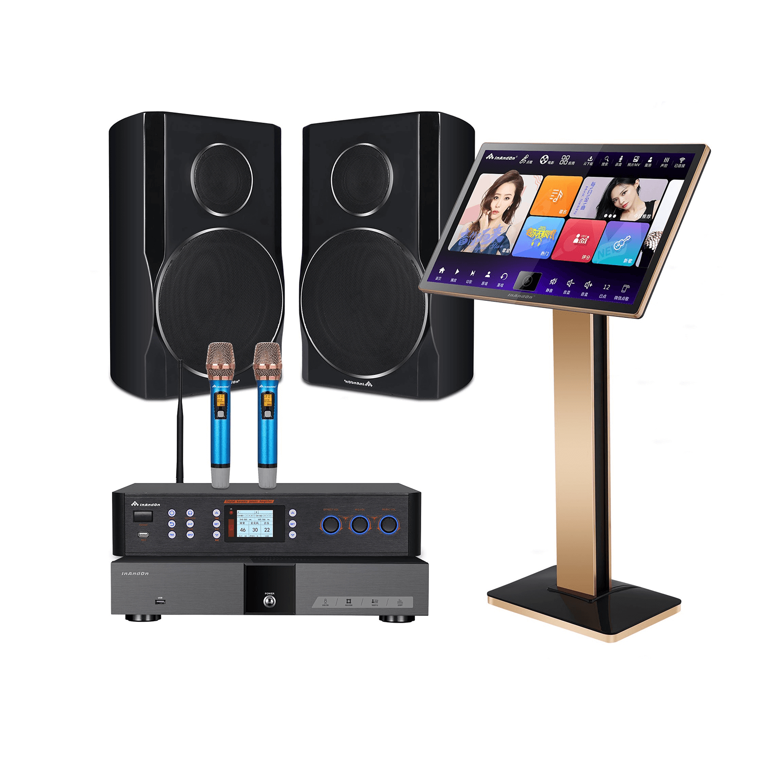 101 Karaoke Professional Touch Screen Karaoke System with 2 Mics
